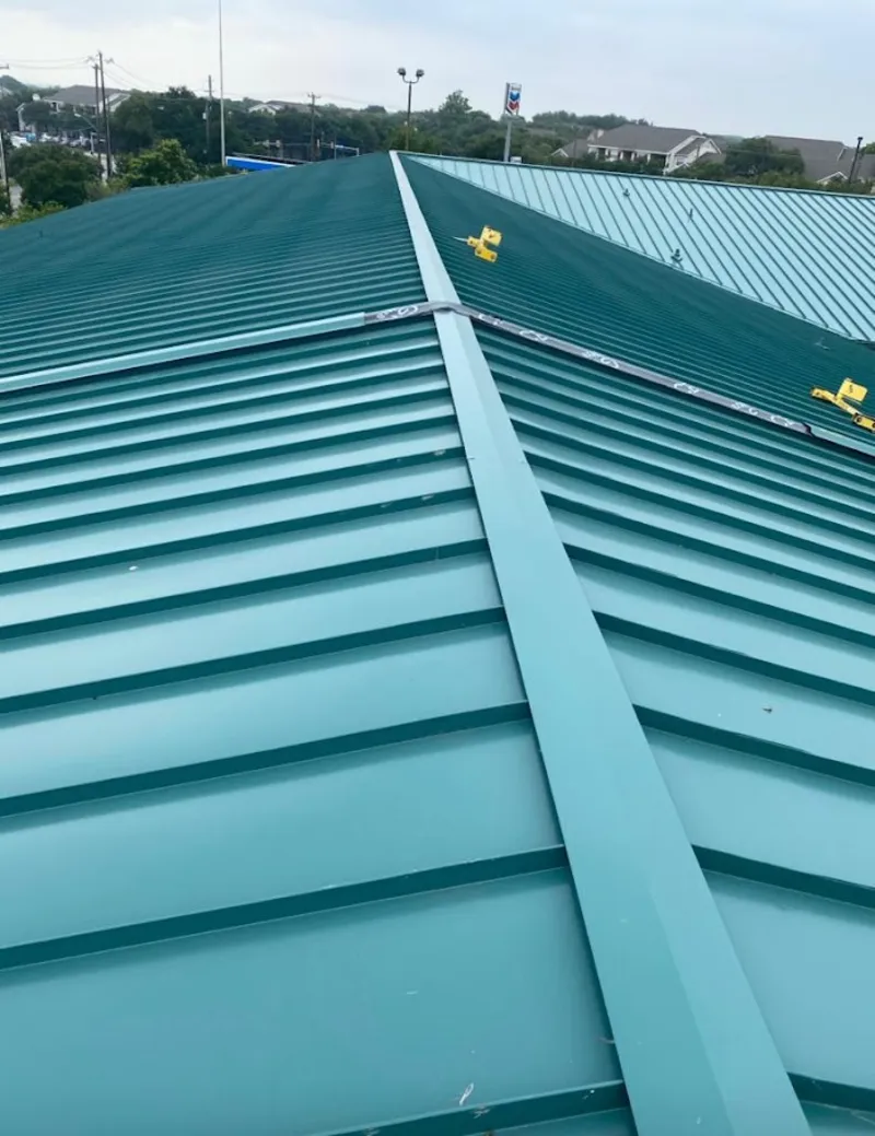 Green commercial metal roof ridge and valley for Metal Roof Repair in Ecorse